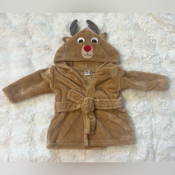 HB Adorable Hooded Reindeer Robe for Baby 0-9 Mos - Picture 1 of 10